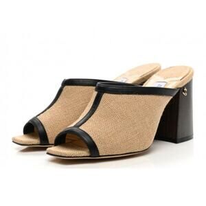 *** SOLD ***  $595 Jimmy Choo Joud Mule Jute Sandals 37.5 (7 US)